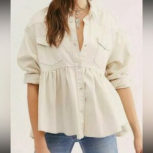 We the Free Dylan Babydoll Shirt TopWhite